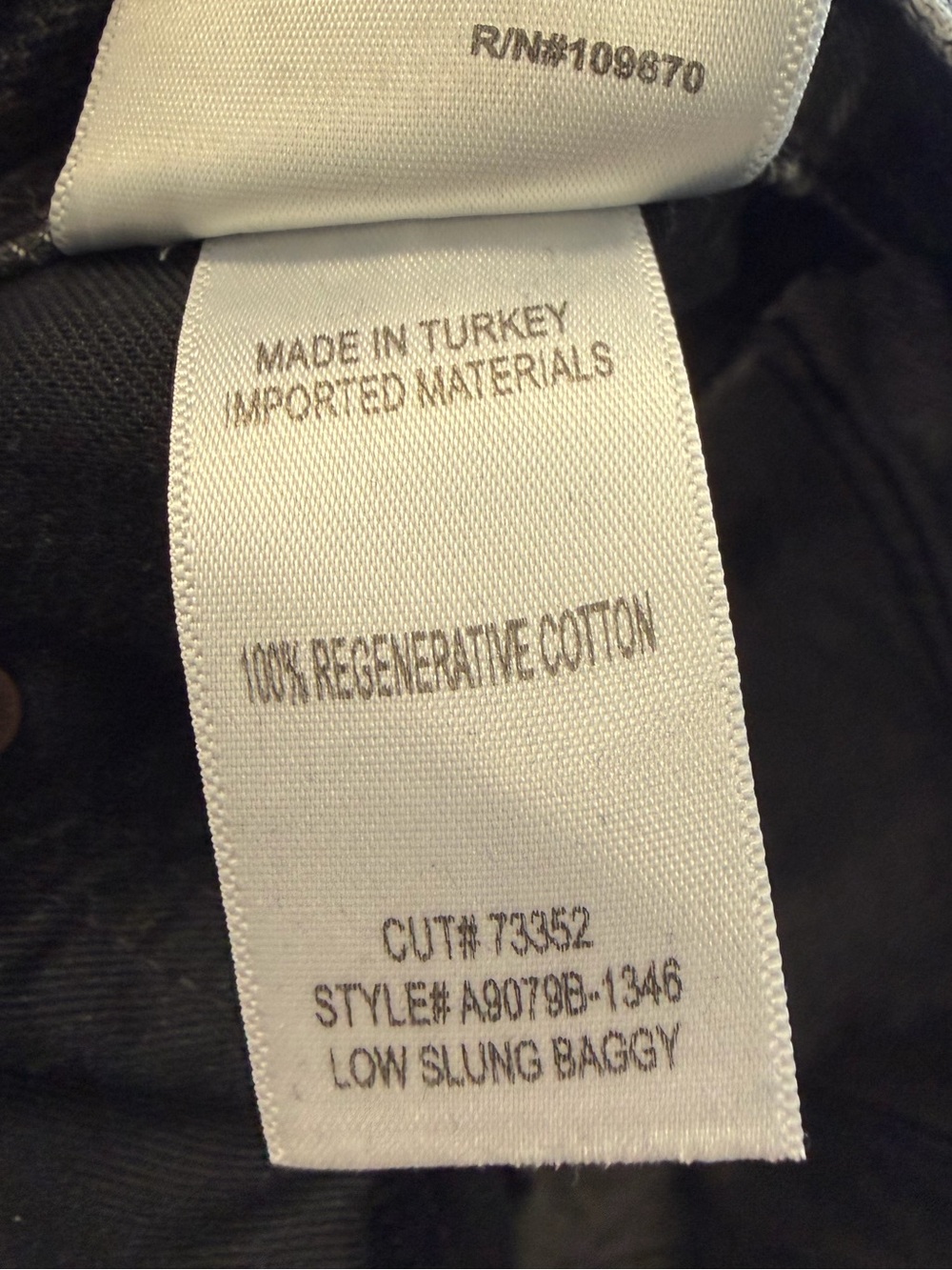 AGOLDE Low Slung Baggy Jeans Black Wash Size 28 Style A9079B-1346 - Picture 10 of 12